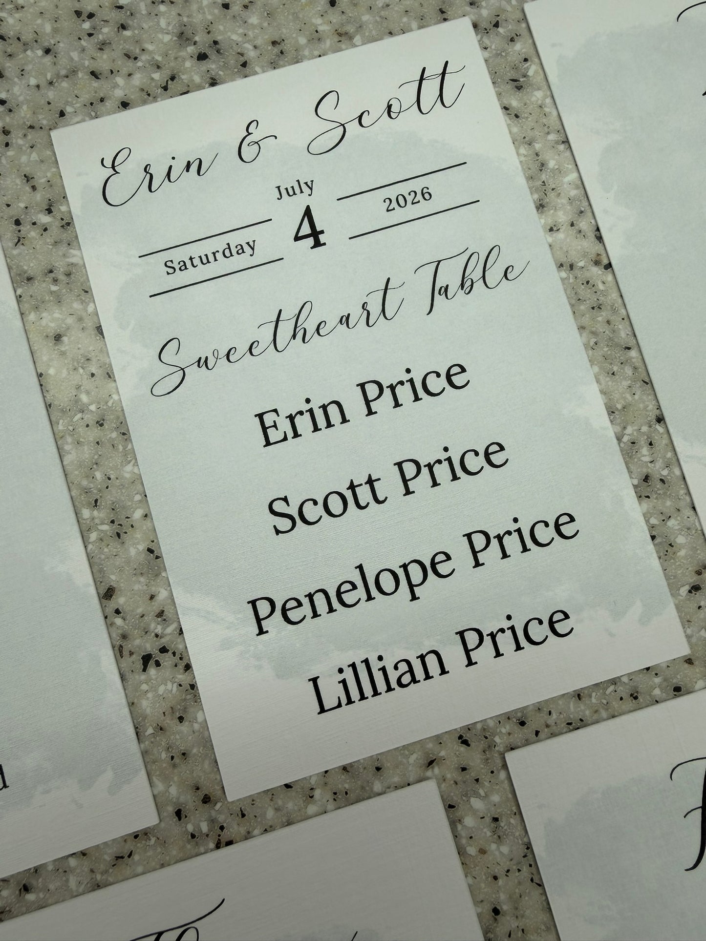 Table Plan Cards
