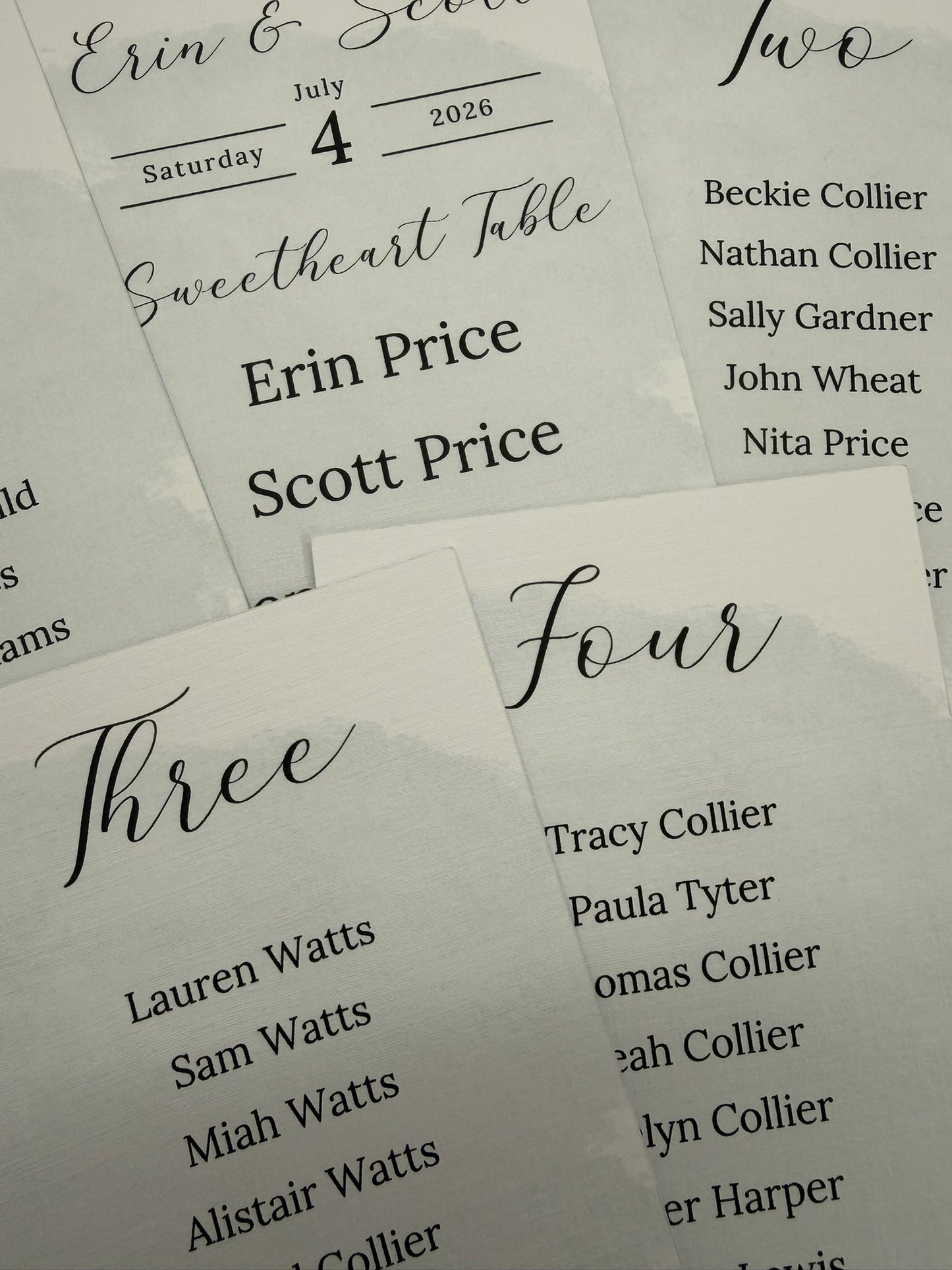 Table Plan Cards