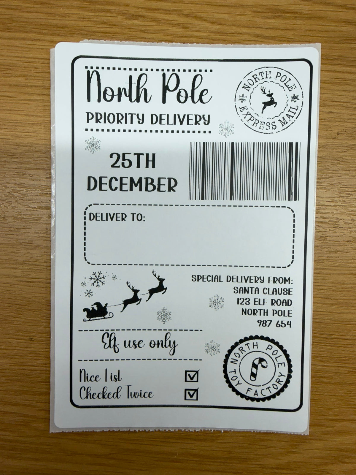 Personalised Santa Delivery Labels – 4x6 Thermal Stickers | Pack of 10