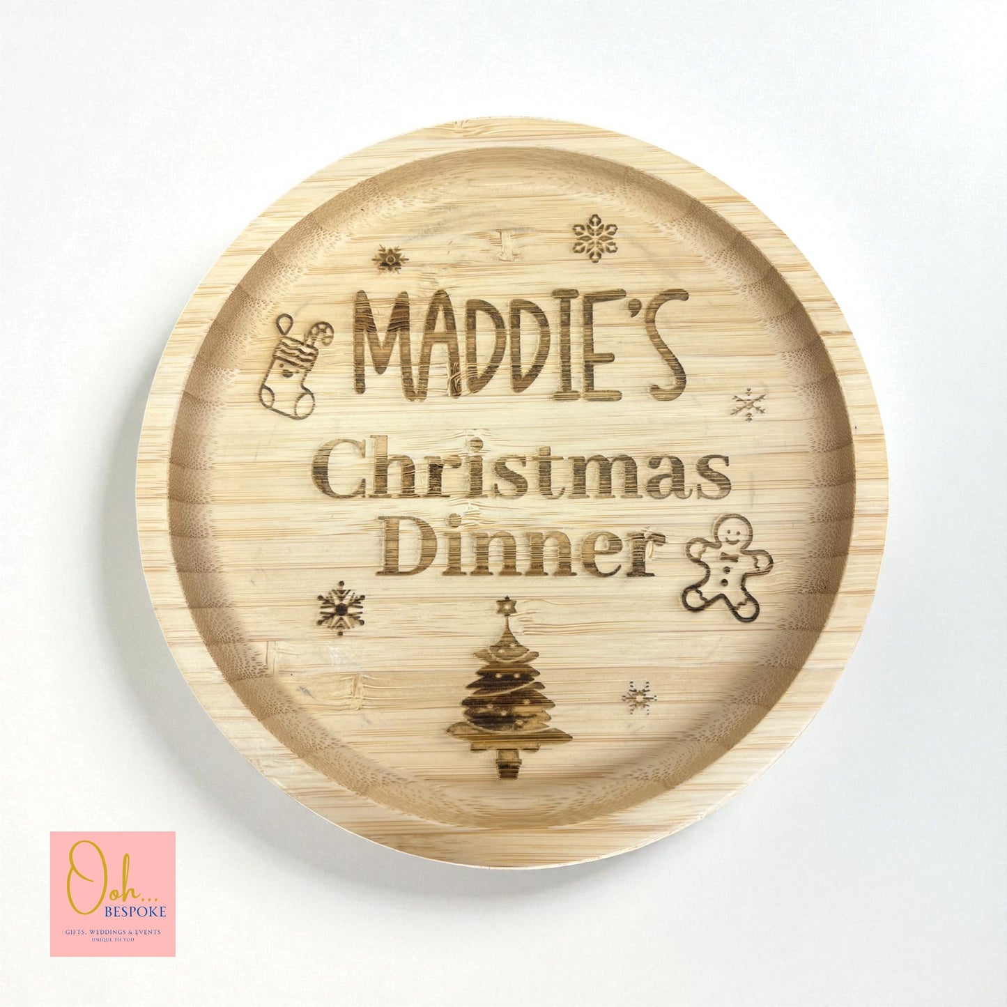 Personalised Christmas Bamboo Kids Plate