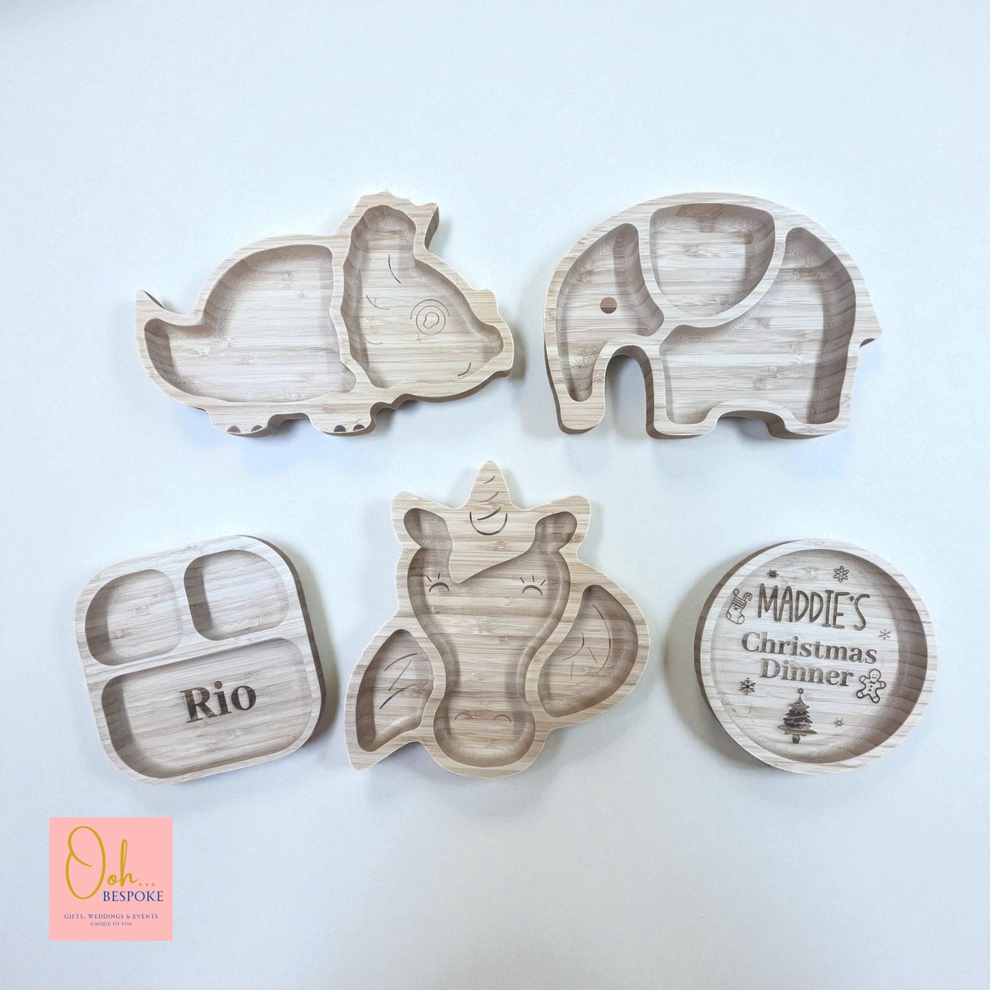 Personalised Christmas Bamboo Kids Plate