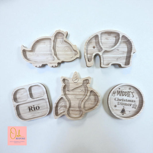 Personalised Christmas Bamboo Kids Plate