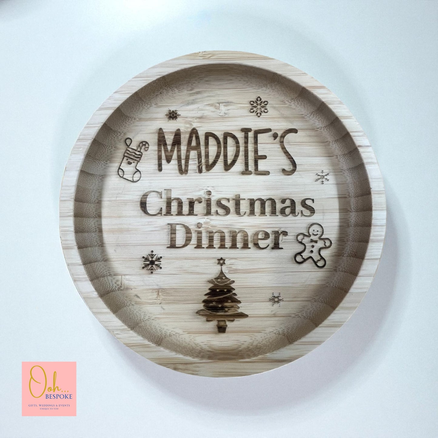 Personalised Christmas Bamboo Kids Plate