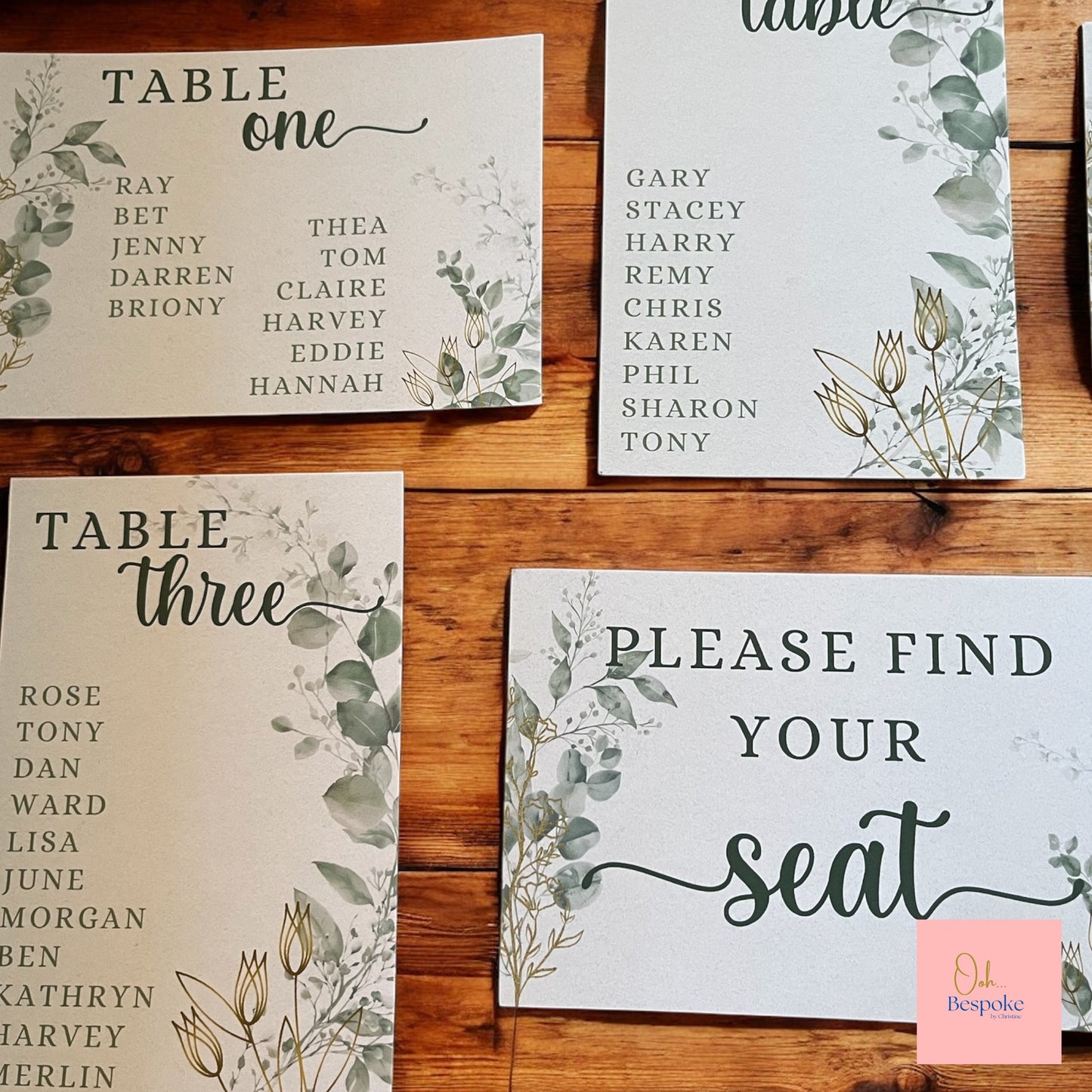 Table Plan Cards