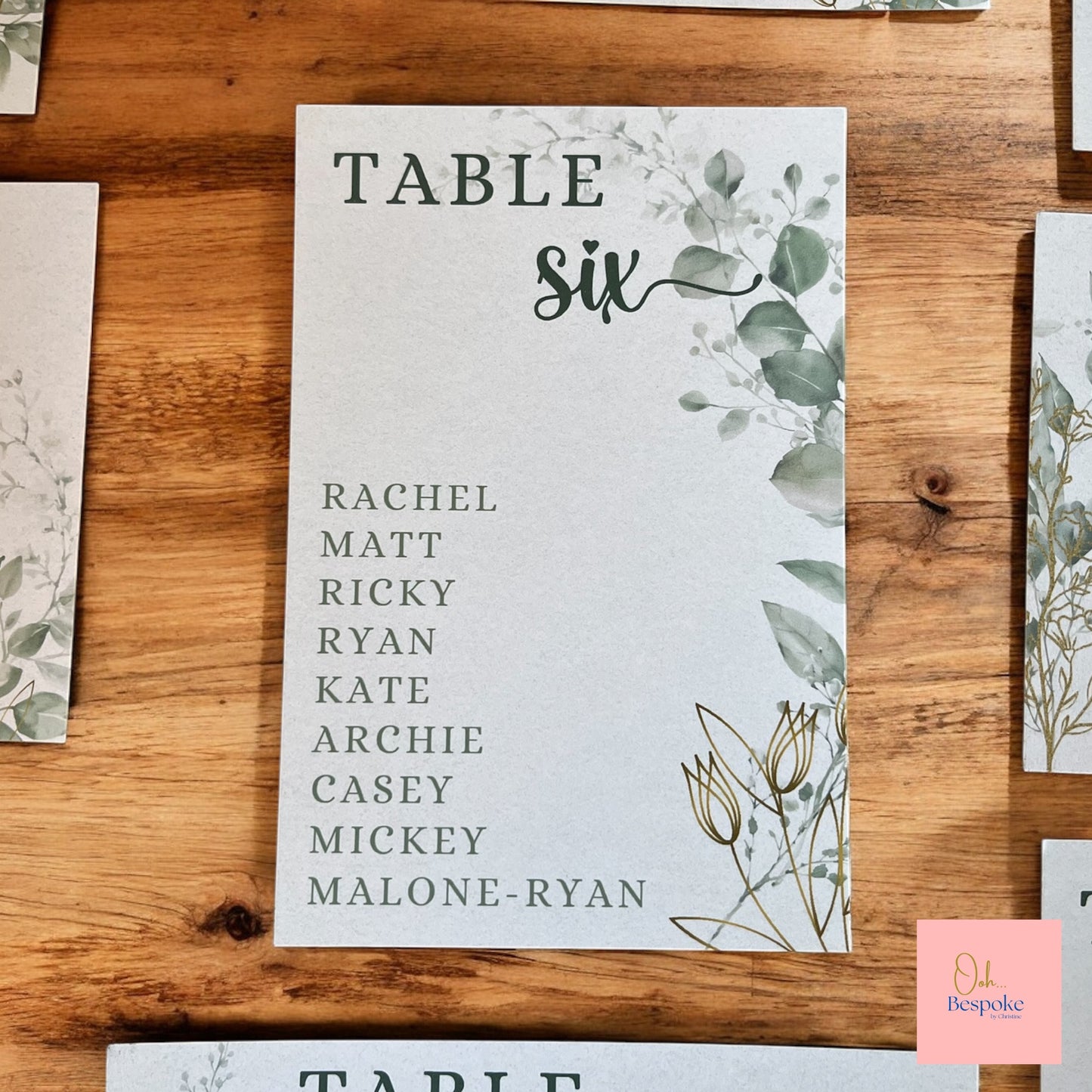 Table Plan Cards