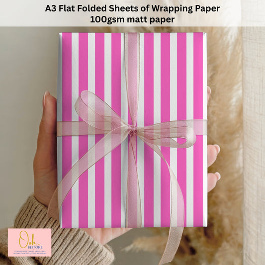 Pink & White Stripe Wrapping Paper – A3 Gift Wrap