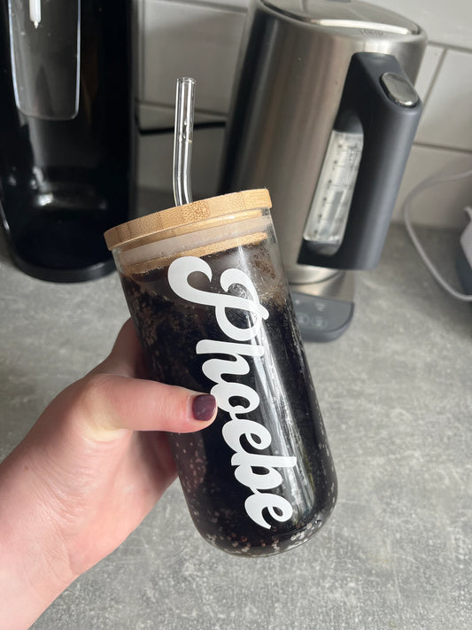 Personalised Glass Iced Coffee Cup