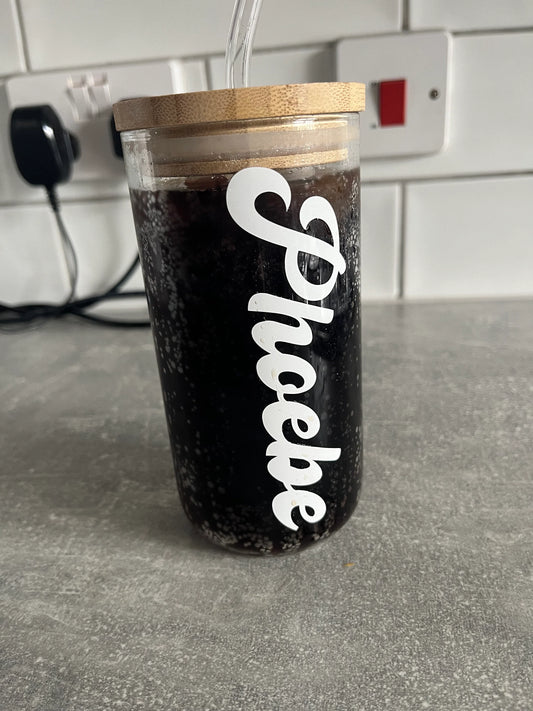 Personalised Glass Iced Coffee Cup