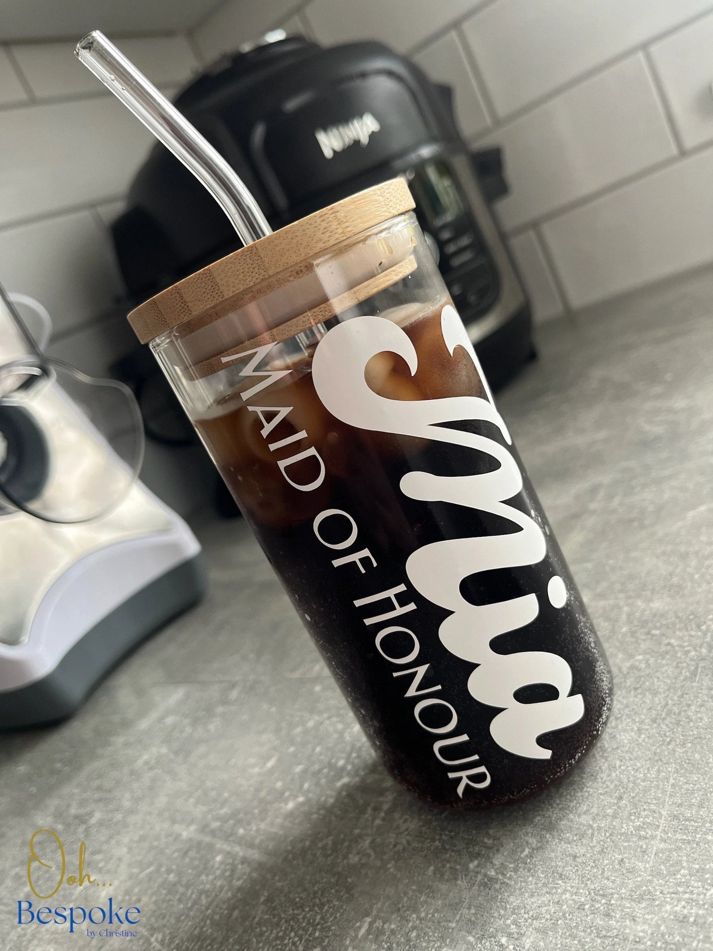 Personalised Glass Iced Coffee Cup