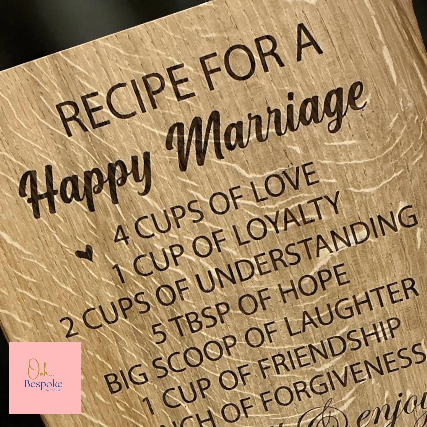 Recipe for a Happy Marriage Chopping Board