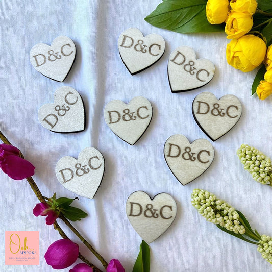 Personalised Wooden Confetti & Love Heart Table Decorations