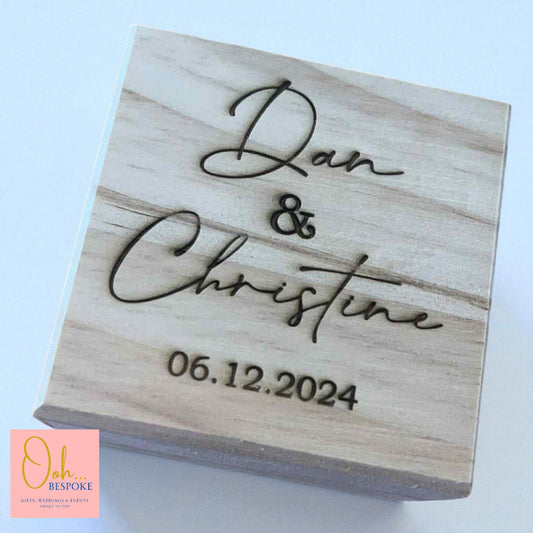 Personalised Laser Engraved Wood Ring Box